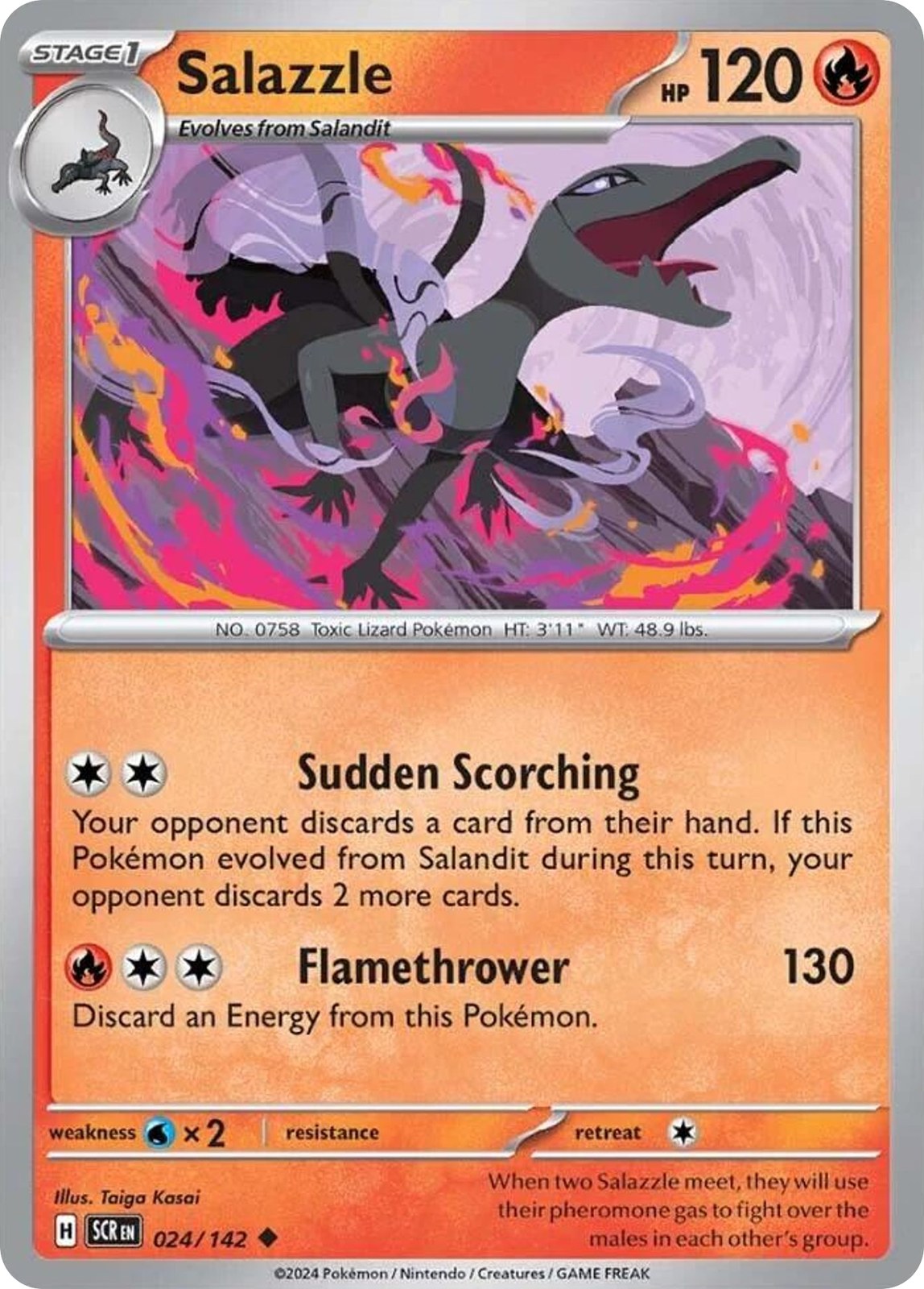SALAZZLE 24 LIGHTLY PLAYED Reverse Holo Stellar Crown