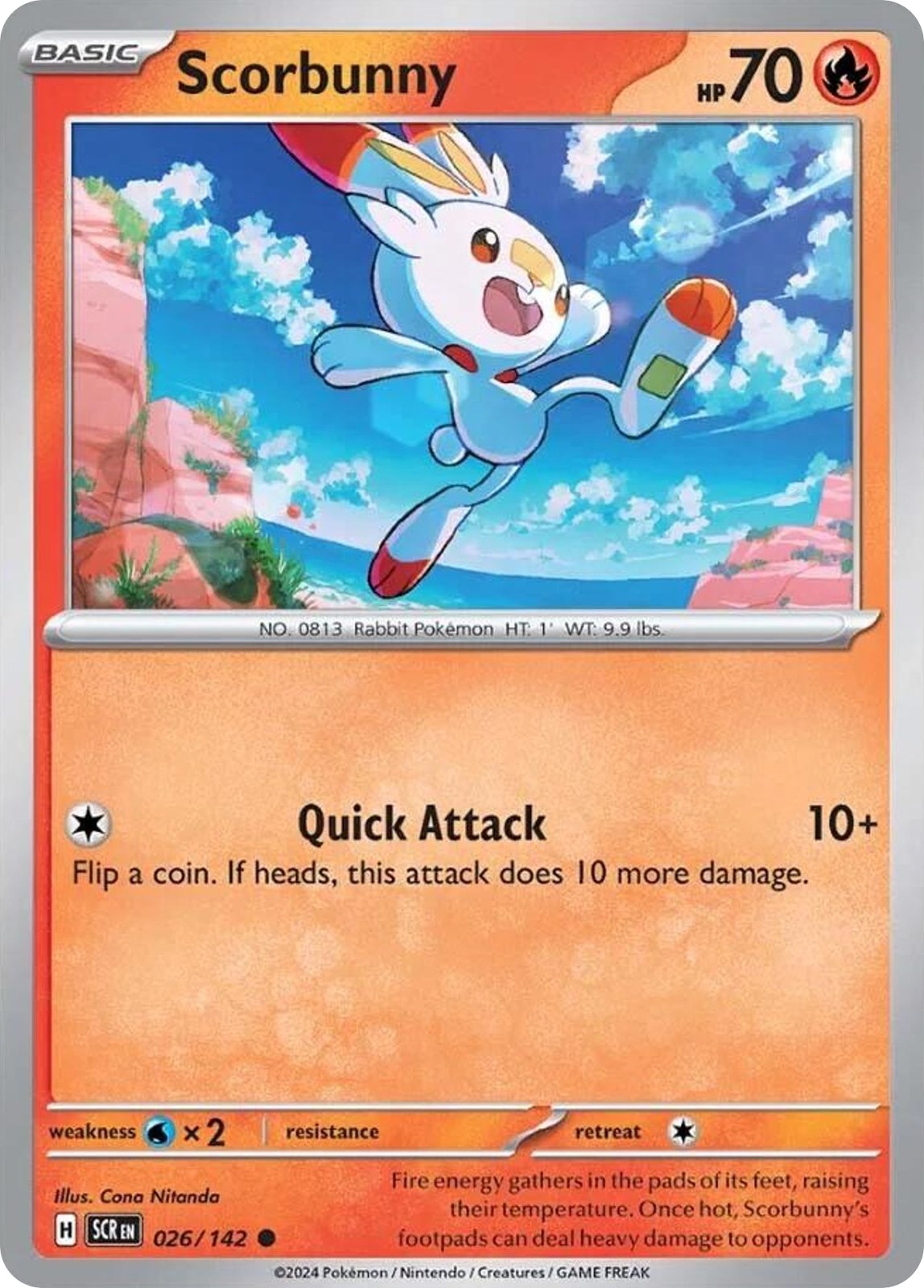 SCORBUNNY 26 LIGHTLY PLAYED Reverse Holo Stellar Crown